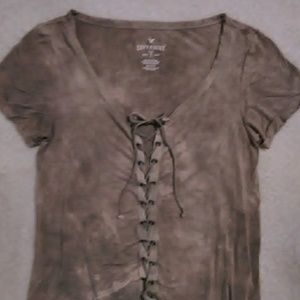 American Eagle Ladies Soft & Sexy Lace Up Tee